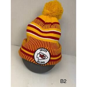 NFL New Era Kansas City Chiefs Winter Beanie Pom Knit Hat Cap lined